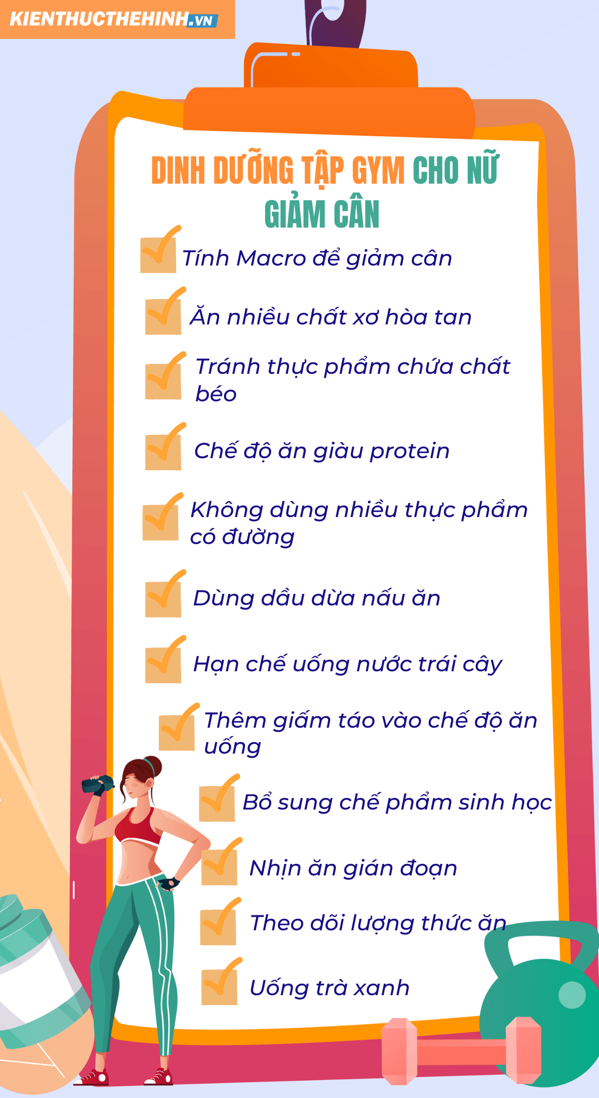 Lịch tập gym cho nữ giảm mỡ